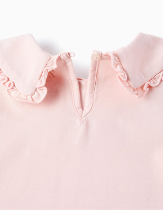 Camiseta con Cuello Babero para Bebé Niña, Rosa