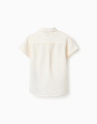 Camisa com Viscose, Algodão e Linho para Bebé Menino 'B&S', Branco