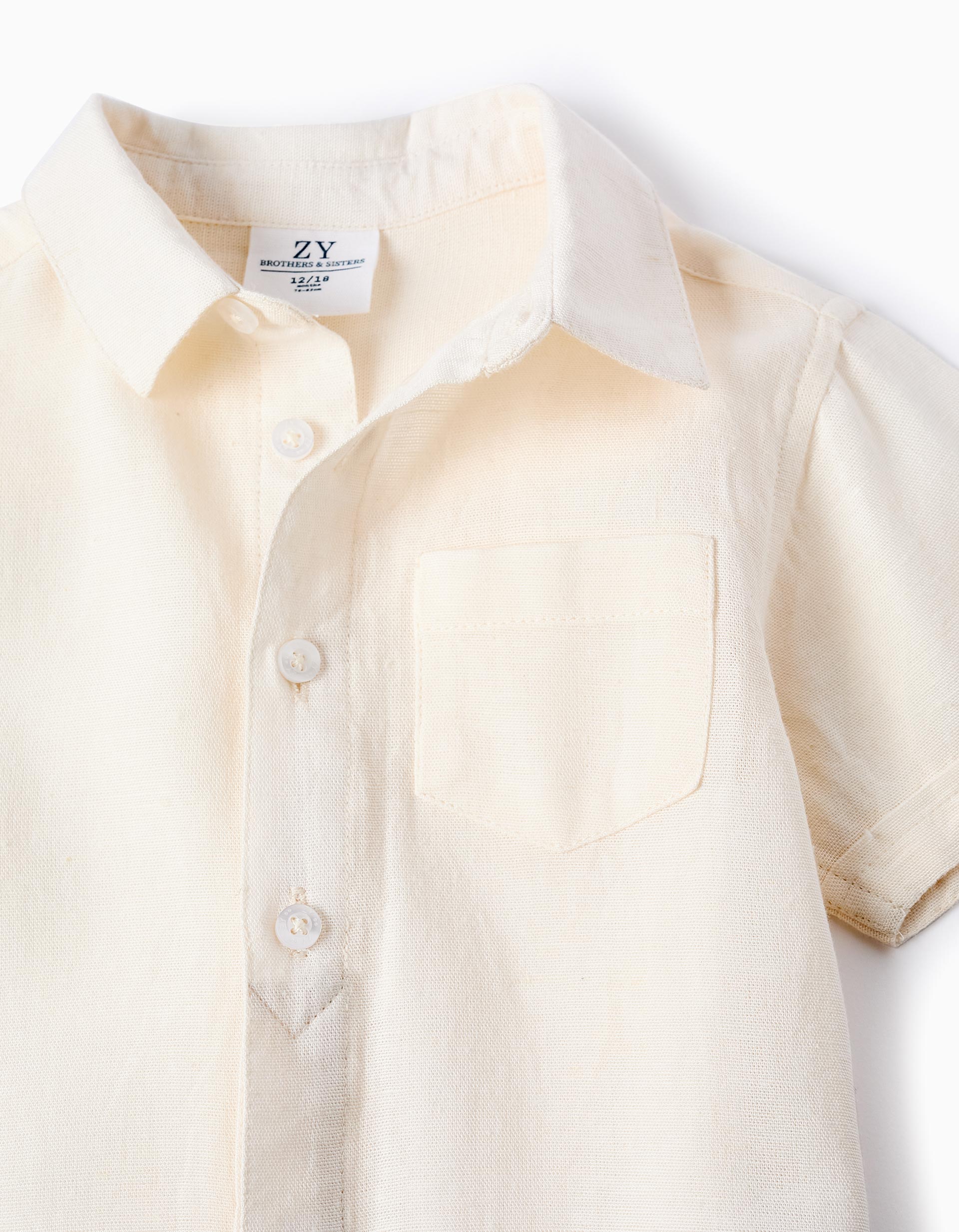 Shirt with Viscose, Cotton and Linen for Baby Boys 'B&S', White