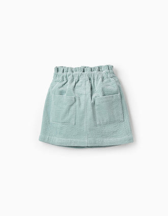 Mini Falda de Pana para Niña, Verde Agua