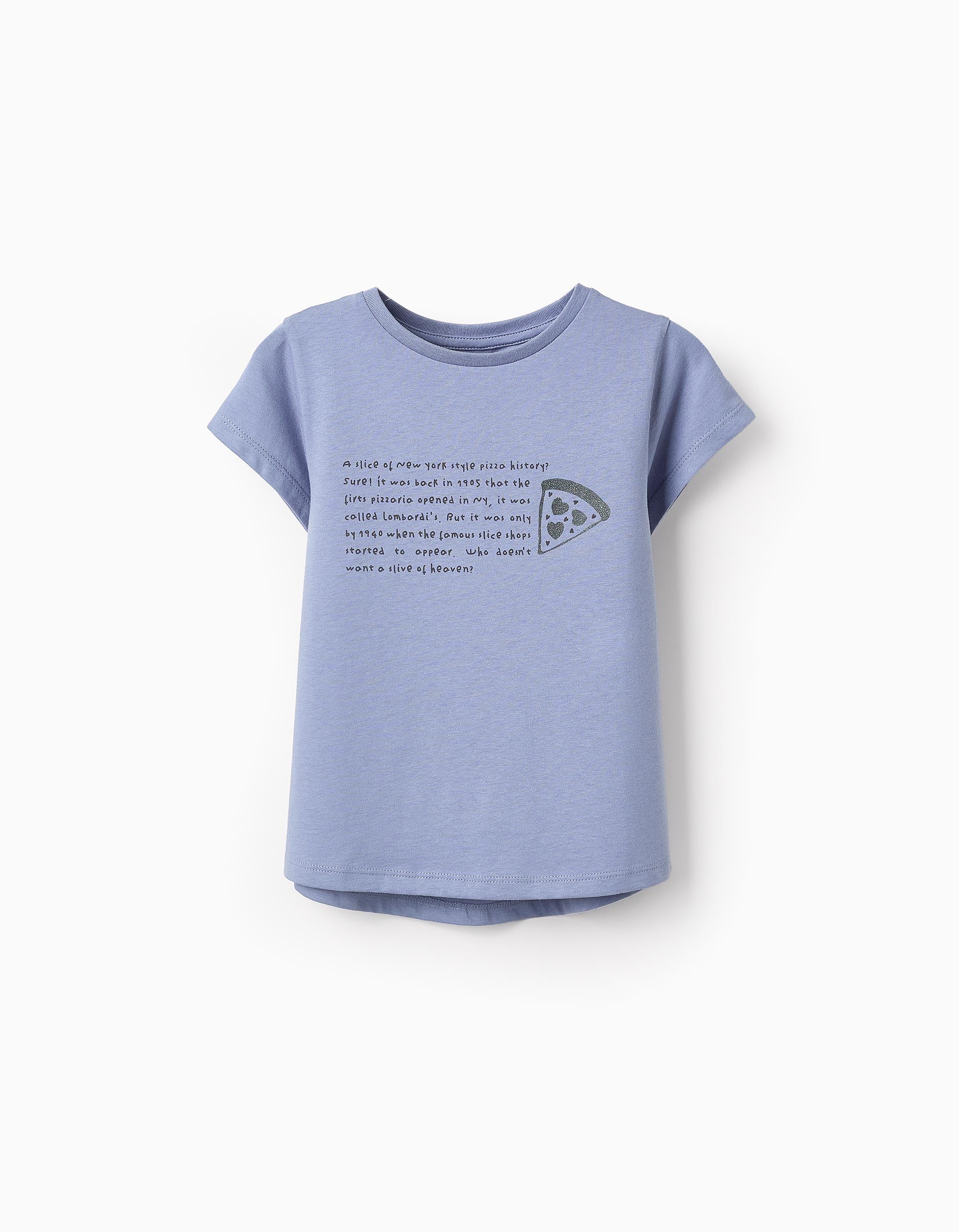 T-shirt avec Paillettes pour Fille 'NY Pizza', Bleu