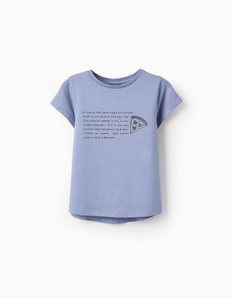 Camiseta con Purpurina para Niña 'NY Pizza', Azul