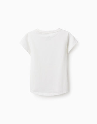 Camiseta con Purpurina para Niña 'NYC', Blanco
