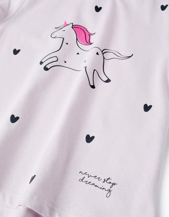 Camiseta de Algodón para Bebé Niña 'Unicornio', Lila