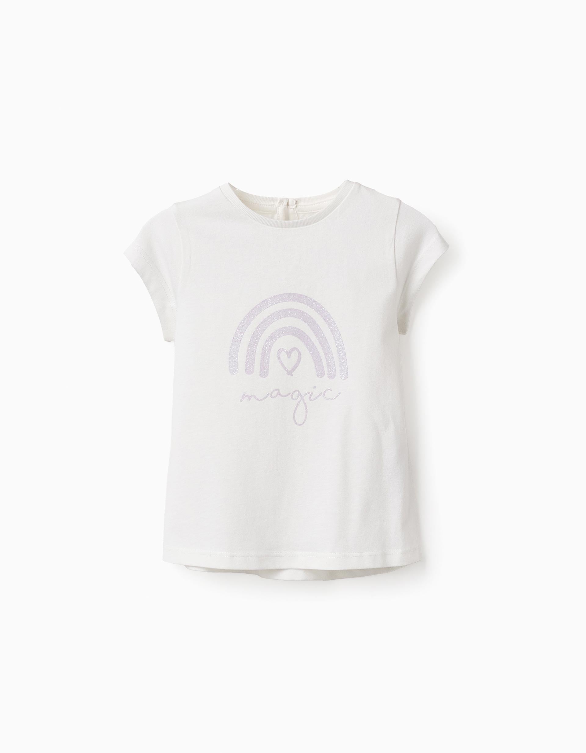 T-shirt de Coton pour Bébé Fille 'Magic', Blanc