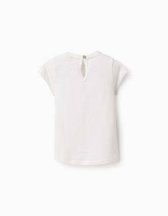T-shirt de Algodão para Bebé Menina 'Magic', Branco