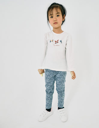 Camiseta de Manga Larga para Niña 'Flores', Blanco
