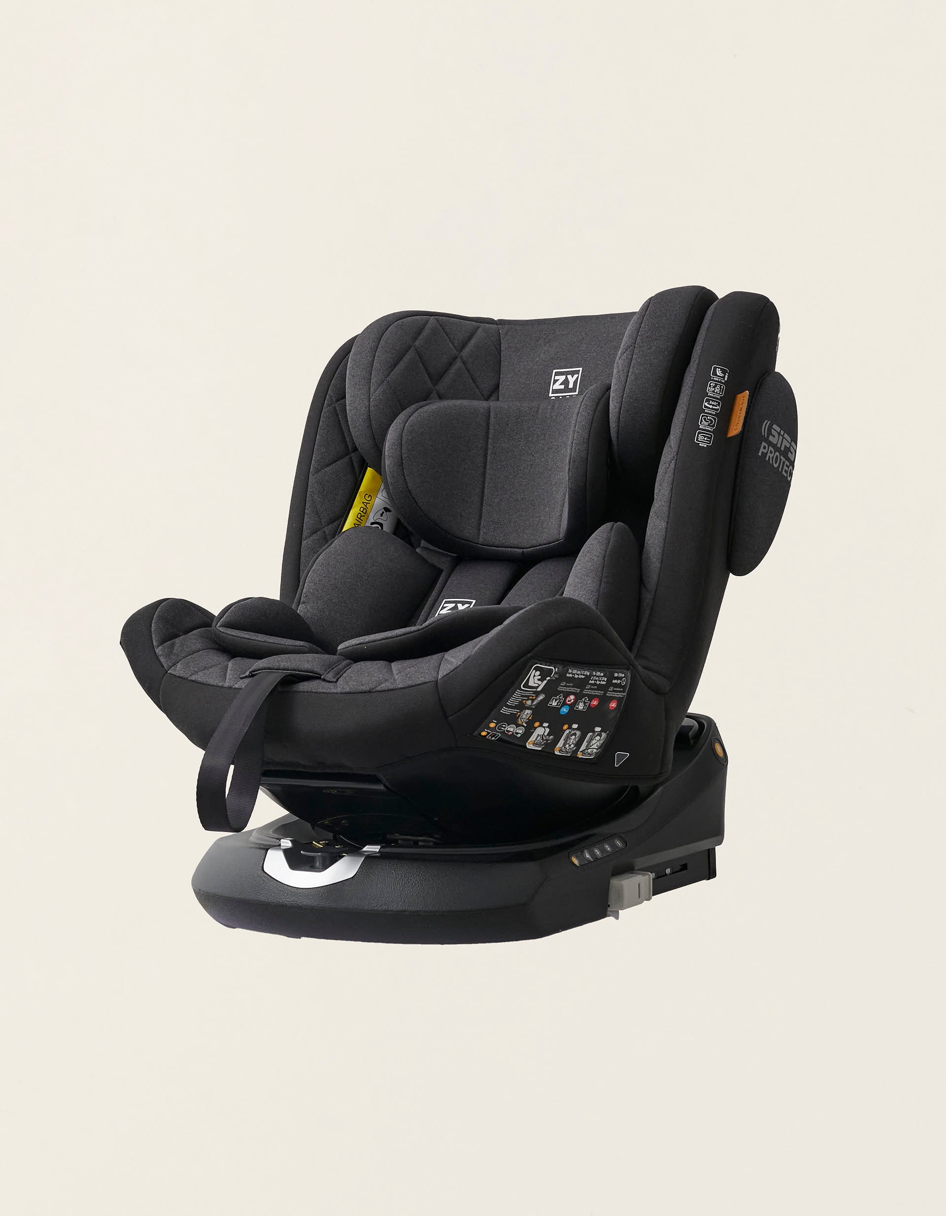 Car Seat I-Size ZY Safe Premium with Isofix (76-150), Black/Grey