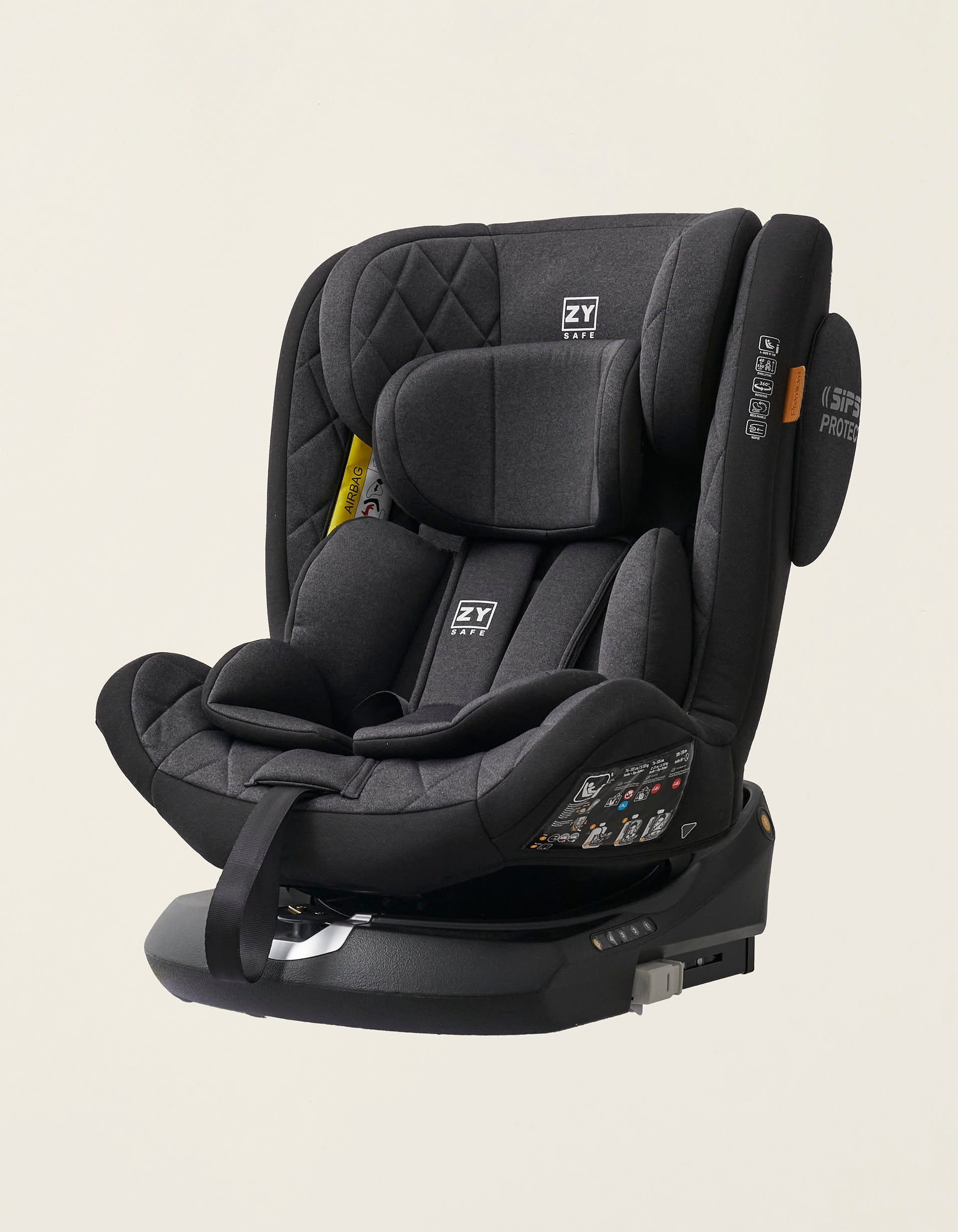 Car Seat I-Size ZY Safe Premium with Isofix (76-150), Black/Grey