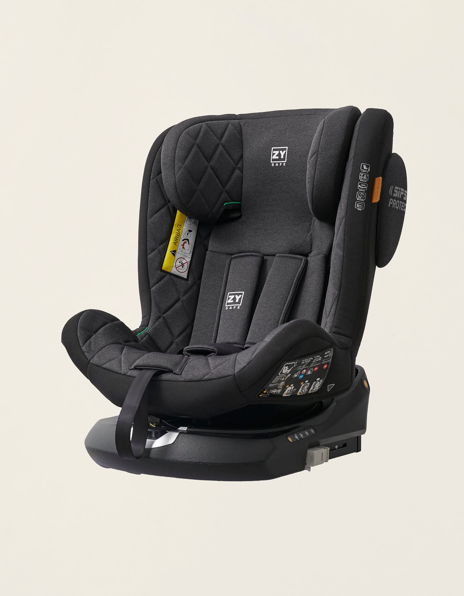 Car Seat I-Size ZY Safe Premium with Isofix (76-150), Black/Grey