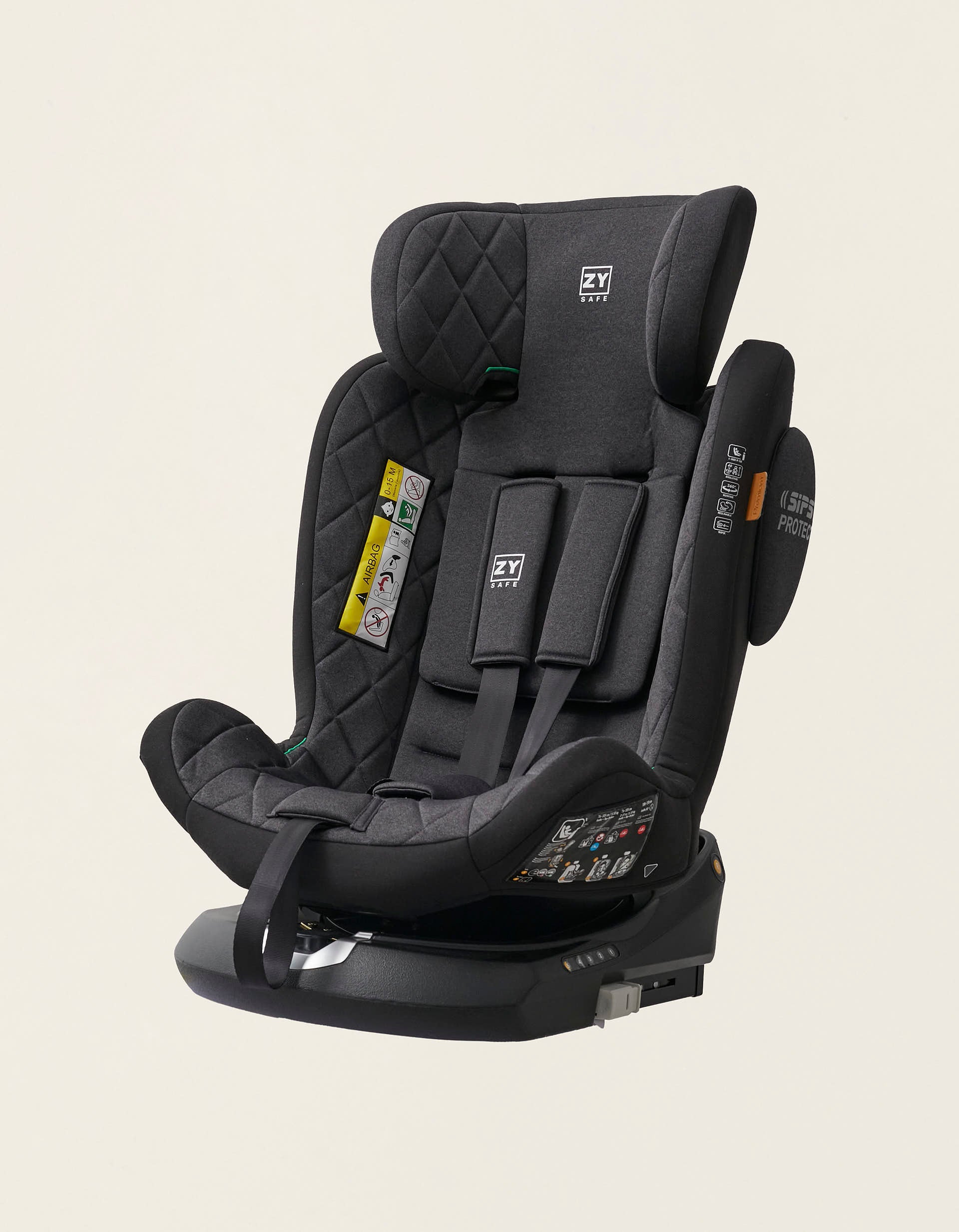 Car Seat I-Size ZY Safe Premium with Isofix (76-150), Black/Grey