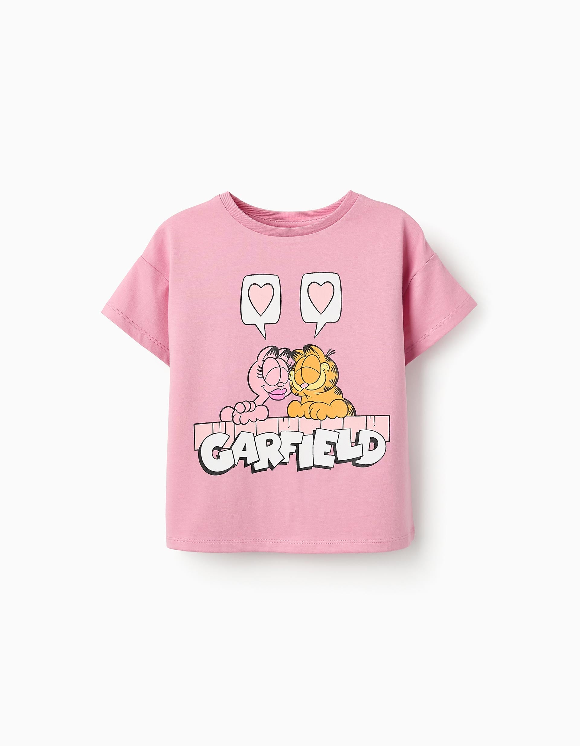 Cotton T-shirt for Girls 'Garfield', Pink