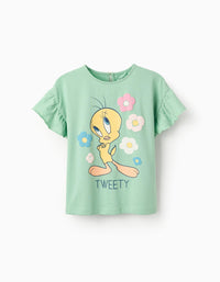 T-shirt en Coton pour Fille 'Tweety', Vert