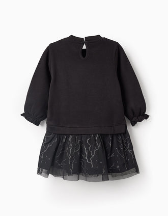 Robe-Sweat Brille dans le Noir pour Bébé Fille 'Poupée Vaudou', Noir