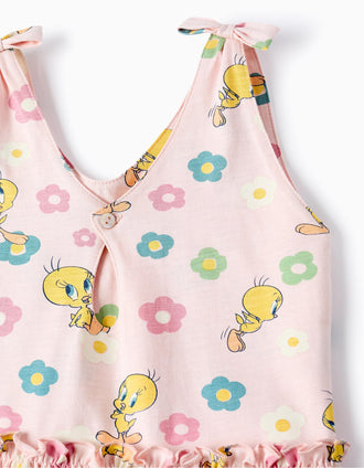 Vestido de Tirantes en Algodón con Estampado para Niña 'Tweety', Rosa