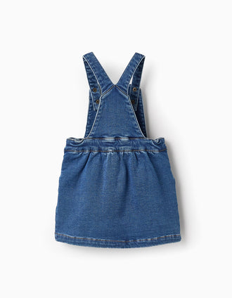 Robe Salopette en Denim pour Bébé Fille, Bleu