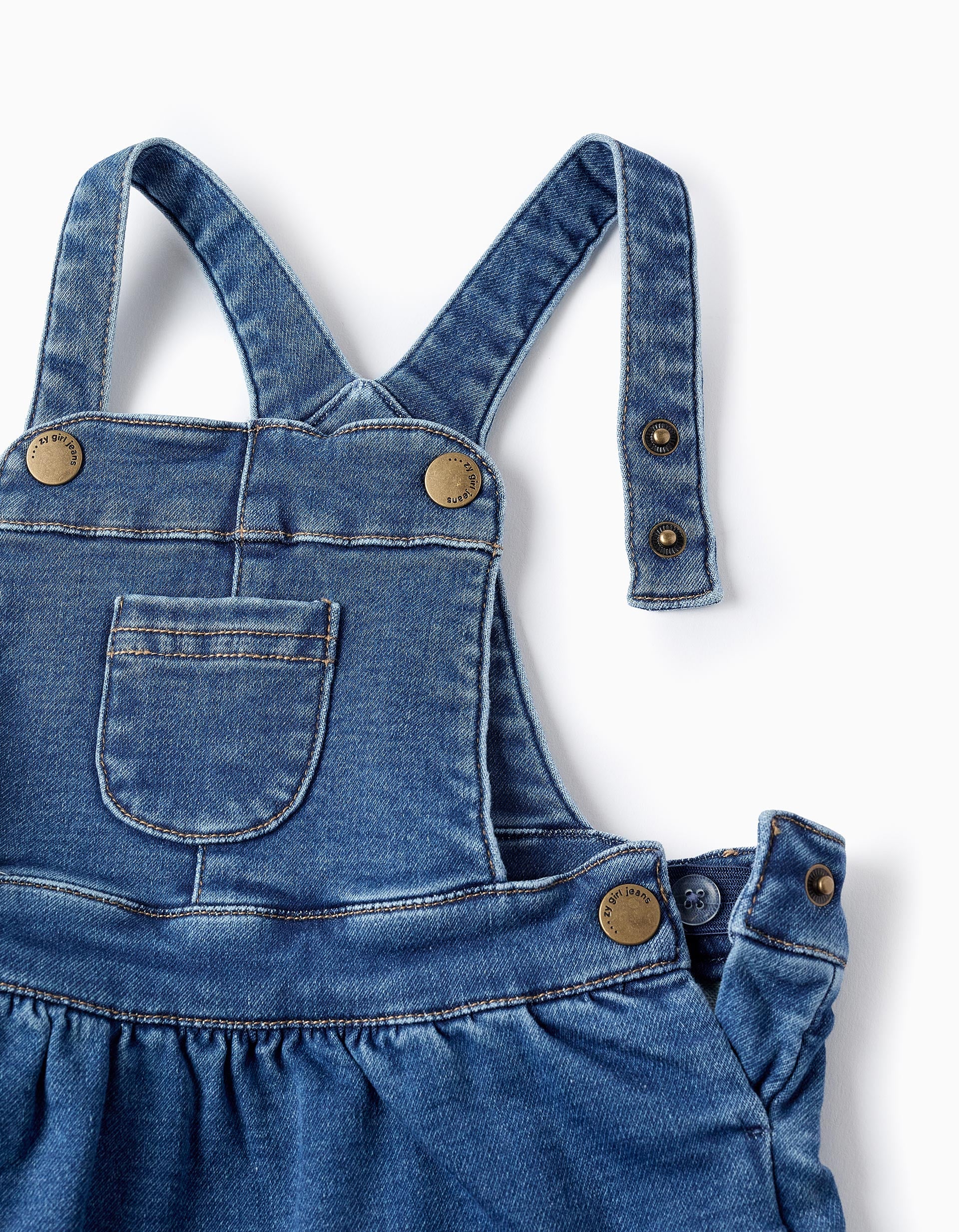 Denim Pinafore Dress for Baby Girls, Blue