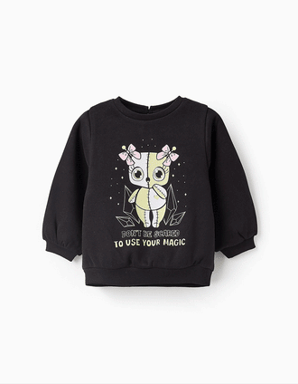 Sudadera Brilla en la Oscuridad para Bebé Niña 'Boneca Voodoo', Negro