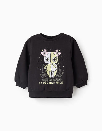 Sudadera Brilla en la Oscuridad para Bebé Niña 'Boneca Voodoo', Negro