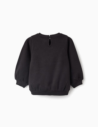 Sudadera Brilla en la Oscuridad para Bebé Niña 'Boneca Voodoo', Negro