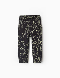 Fleece Leggings Glow in the Dark for Baby Girls, Black