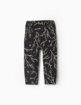 Leggings Perchadas Brilla en la Oscuridad para Bebé Niña, Negro