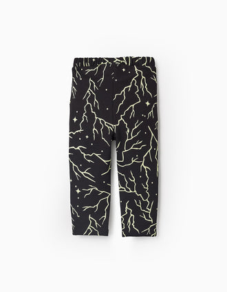 Leggings Perchadas Brilla en la Oscuridad para Bebé Niña, Negro