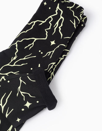 Leggings Perchadas Brilla en la Oscuridad para Bebé Niña, Negro