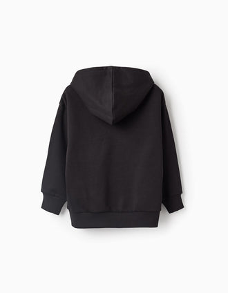 Sweat Brille dans le Noir avec Capuche Garçon 'Brains', Noir