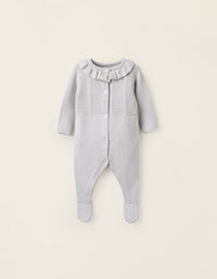 Pelele de Punto con Volantes para Recién Nacida, Gris