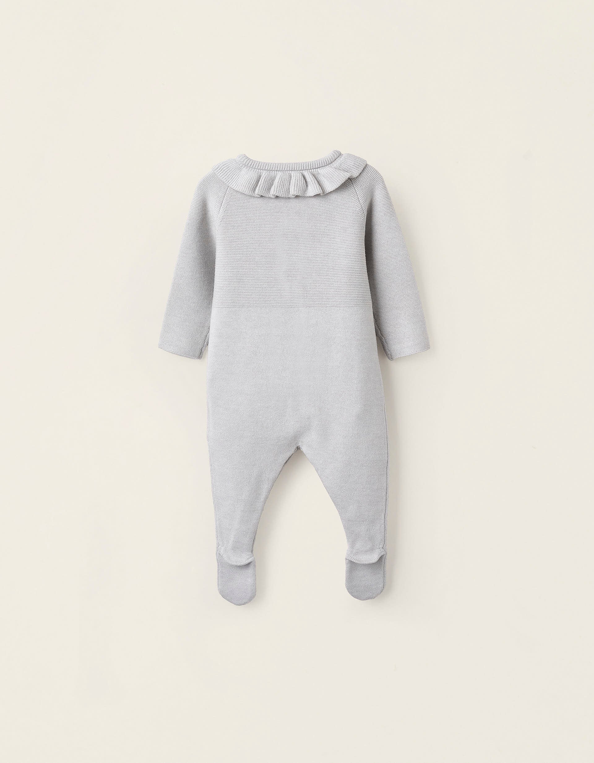 Knitted Babygrow for Newborn Girls, Grey