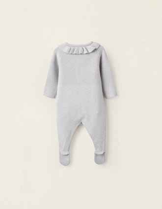 Pelele de Punto con Volantes para Recién Nacida, Gris