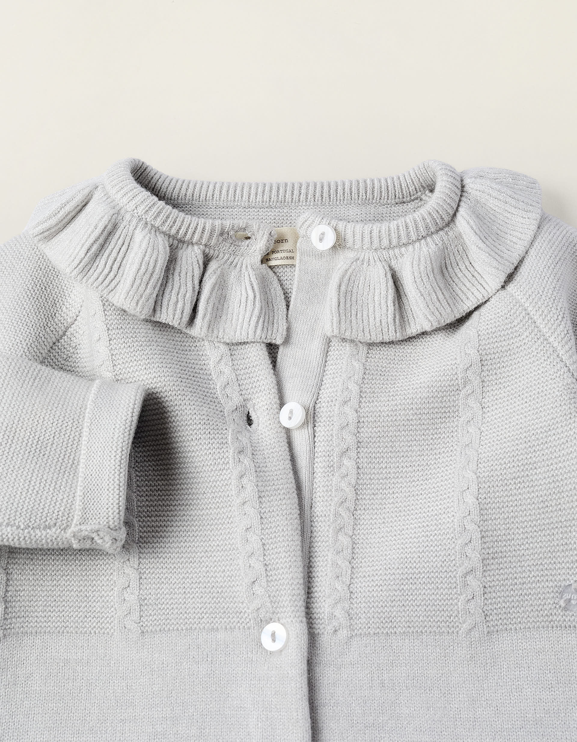 Knitted Babygrow for Newborn Girls, Grey