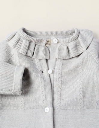Grenouillère en Maille avec Volants pour Nouveau-née, Gris