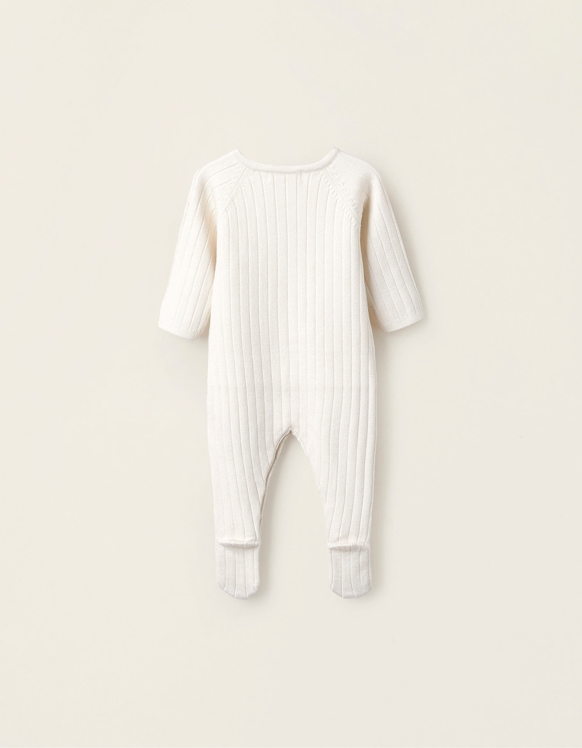 Knitted Striped and Polka Dot Overall for Newborn Babies, White