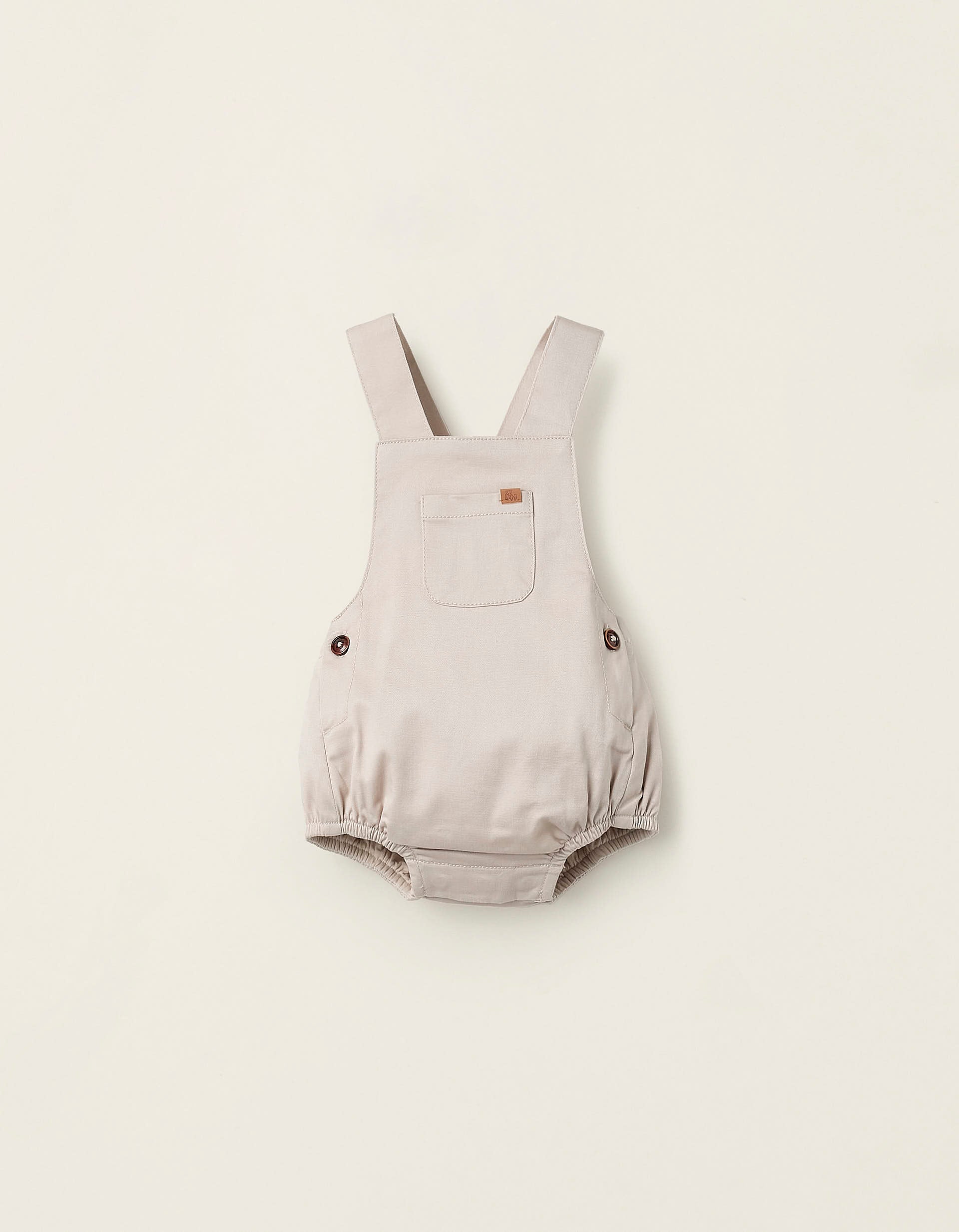 Twill Jumpsuit for Newborns, Beige