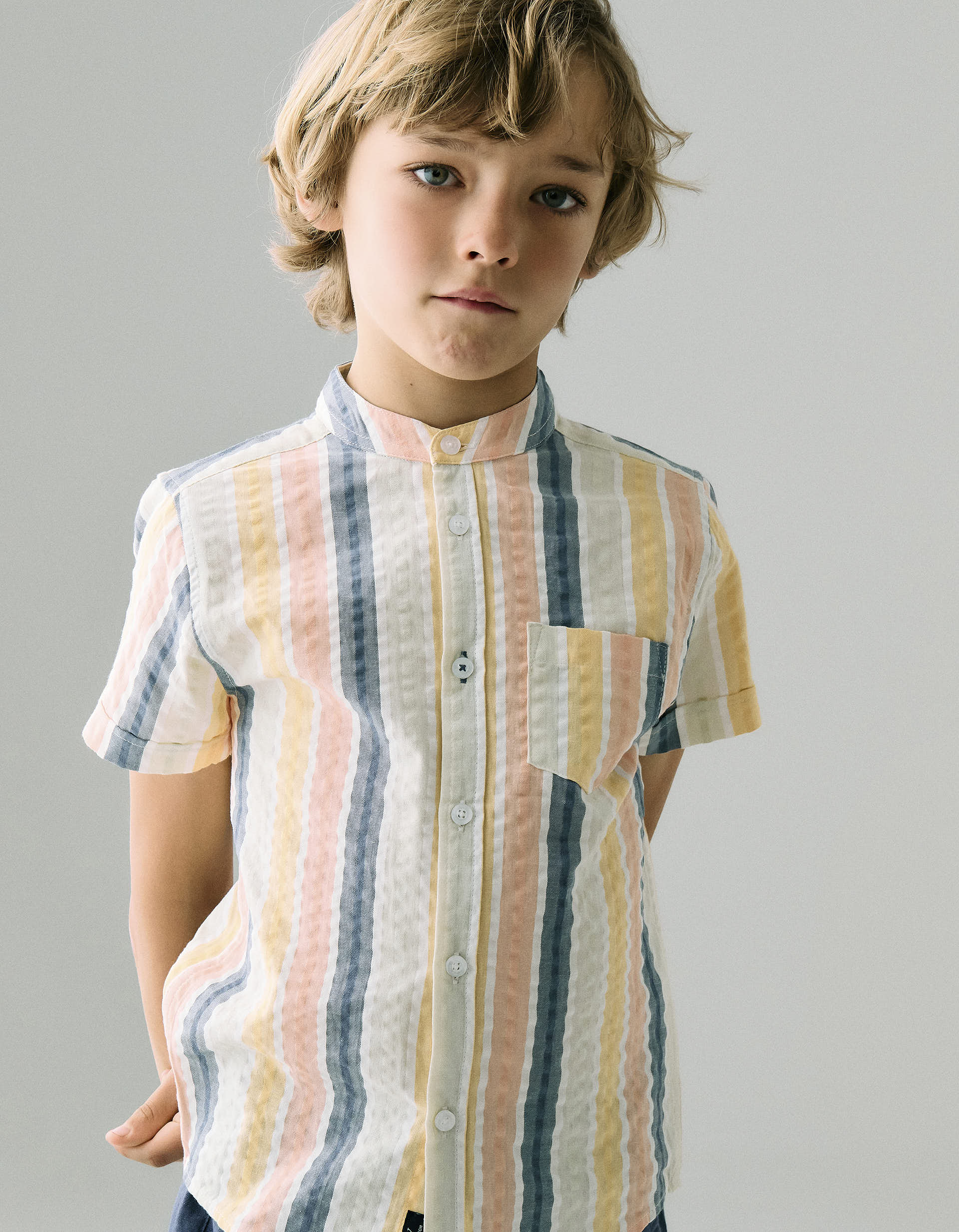 Striped Cotton Shirt for Boys 'B&S', Multicolour