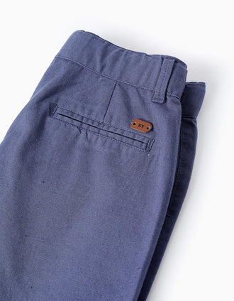 Short en Coton et Lin pour Garçon 'B&S', Bleu