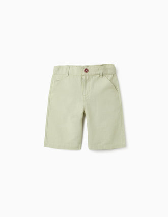 Pantalones Cortos de Algodón y Lino para Niño 'B&S', Verde