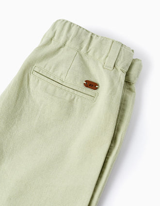 Pantalones Cortos de Algodón y Lino para Niño 'B&S', Verde