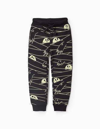 Glow in the Dark Joggers for Boys 'Ghost', Black