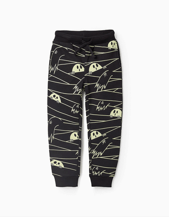 Pantalón de Chándal Brilla en la Oscuridad para Niño 'Fantasma', Negro