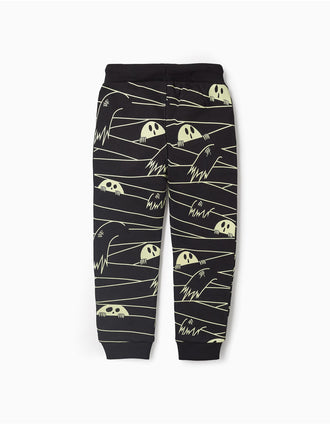 Glow in the Dark Joggers for Boys 'Ghost', Black