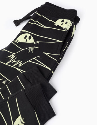 Glow in the Dark Joggers for Boys 'Ghost', Black