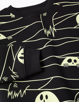 Sweat Brille dans le Noir pour Garçon 'Fantôme', Noir