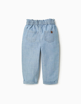 Calças de Ganga com Laço para Bebé Menina, Azul