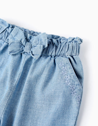 Calças de Ganga com Laço para Bebé Menina, Azul