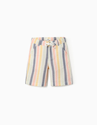 Short en Coton à Rayures pour Garçon 'B&S', Multicolore