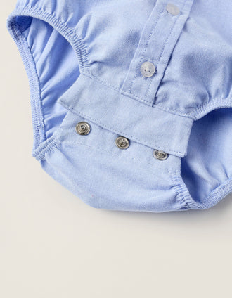 Body-chemise en Oxford pour Nouveau-Né, Bleu
