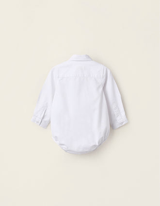Body-Chemise en Coton pour Nouveau-né, Blanc